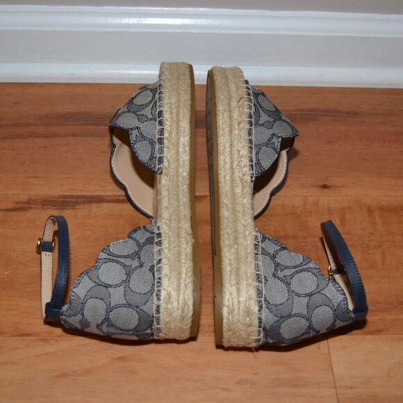 Coach Dillon Midnight Navy NEW w/box Jaquard Ankle strap Espadrilles - Picture 14 of 16